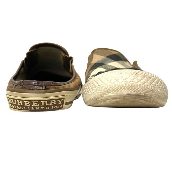 BURBERRY Nova Check Plaid Canvas Slip On Sneakers Slides 37 - Picture 7 of 15